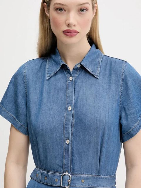 HUGO sukienka kolor niebieski mini rozkloszowana 50538862