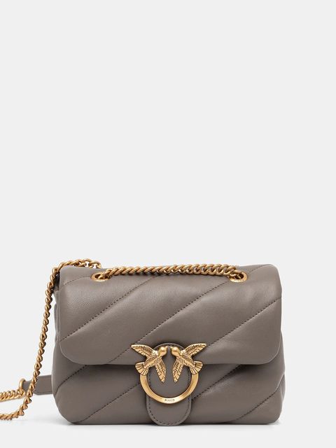 Pinko torebka skórzana kolor szary 100039 A0F2 - zdjęcie produktu nr 1