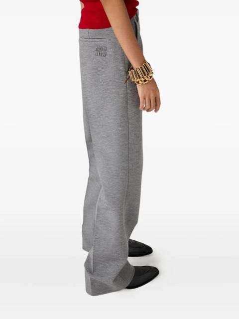 Miu Miu embroidered-logo trousers - Grey