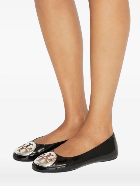 Tory Burch Reva logo-plaque leather ballet flats - Black