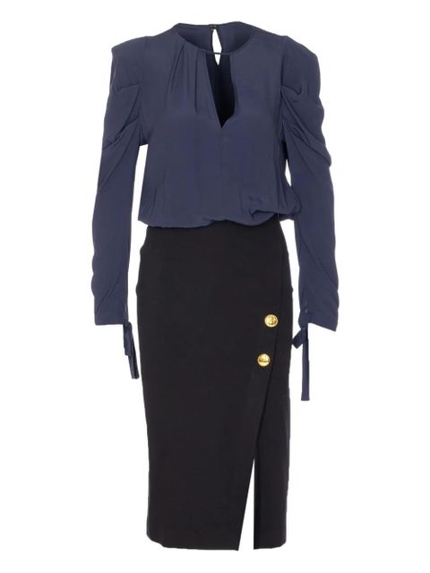 PINKO puff-sleeve button-detail midi dress - Blue - zdjęcie produktu nr 1