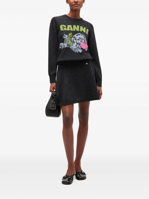 GANNI knitted flared mini skirt - Grey