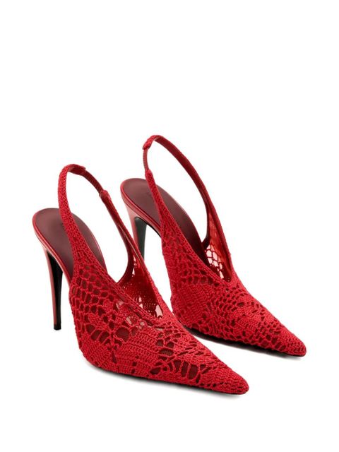 Magda Butrym 105mm crochet-knit slingback pumps - Red - zdjęcie produktu nr 2