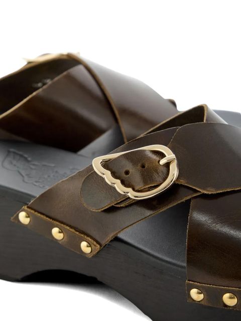 Ancient Greek Sandals crossover-strap studded sandals - Brown