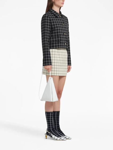 Marni checked wool miniskirt - White - zdjęcie produktu nr 2