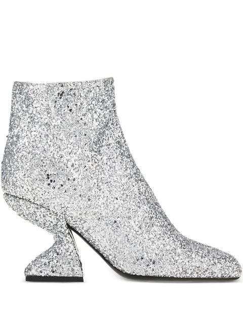 Ferragamo glitter-effect sculpted-heel ankle boots - Grey - zdjęcie produktu nr 1