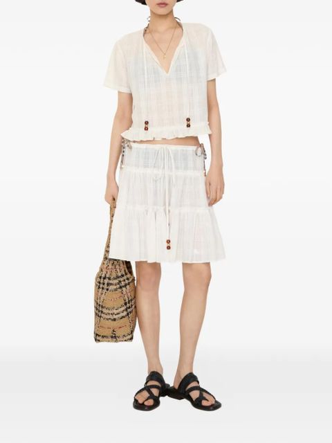 Burberry Check cotton voile skirt - Neutrals - zdjęcie produktu nr 2