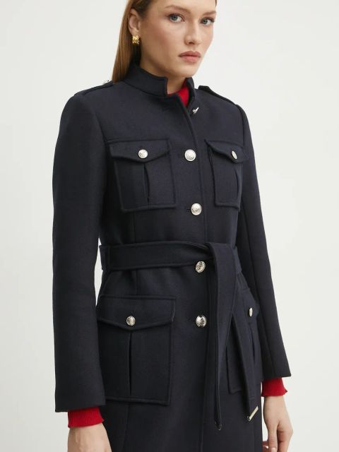 Morgan płaszcz z domieszką wełny GDILA damski kolor granatowy przejściowy GDILA