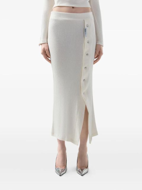 GCDS button ribbed skirt - Neutrals