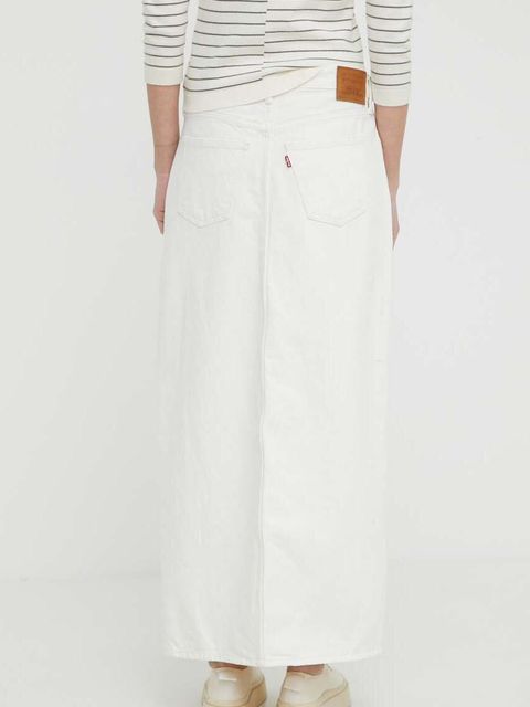 Levi's spódnica jeansowa kolor biały maxi prosta - zdjęcie produktu nr 2