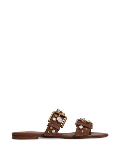 Dolce & Gabbana cowhide embellished flat slippers - Brown - zdjęcie produktu nr 1