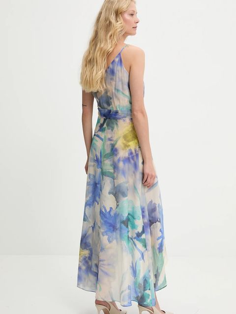 Answear.LAB sukienka kolor niebieski maxi rozkloszowana