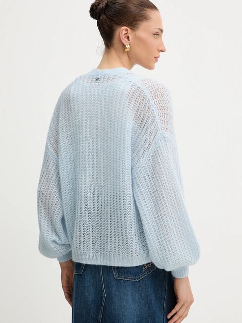 BOSS Orange kardigan z domieszką wełny damski kolor niebieski lekki 50545878