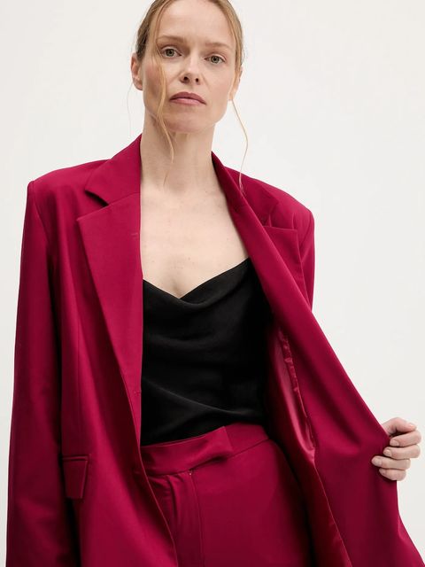 Answear Lab marynarka kolor różowy jednorzędowa gładka