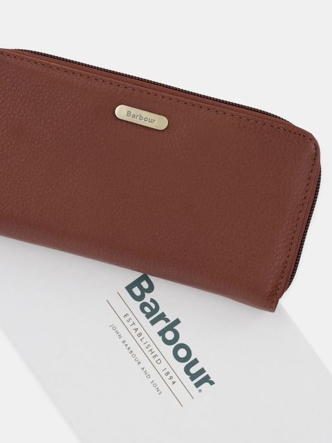 Barbour portfel skórzany damski kolor brązowy LLG0038