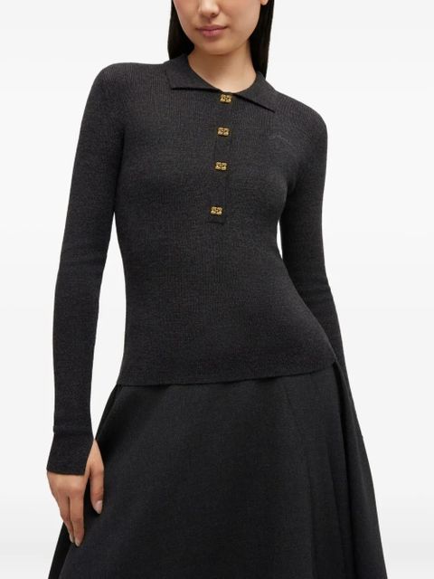 GANNI buttoned collar polo shirt - Grey - zdjęcie produktu nr 2