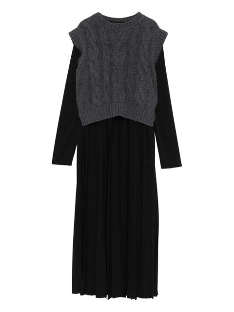 Weekend Max Mara cable-knit pleated midi dress - Black - zdjęcie produktu nr 1