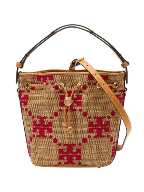 Tory Burch T-Monogram woven bucket bag - Neutrals - zdjęcie produktu nr 1