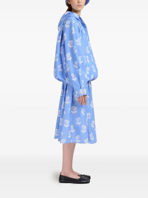 Marni floral-print midi skirt - Blue