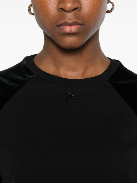 Maje velvet-panel T-shirt - Green