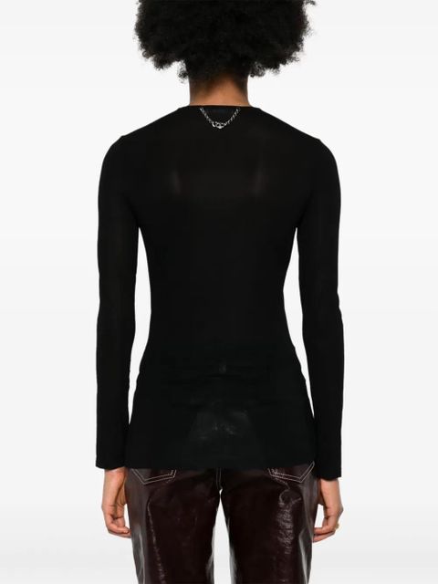 Rabanne semi-sheer long-sleeve T-shirt - Black
