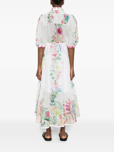 Charo Ruiz Ibiza Criselle floral-detail tiered midi dress - White