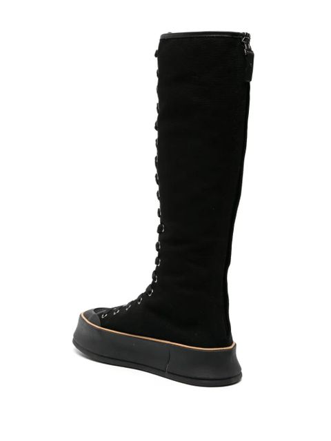 Max Mara lace-up canvas boots - Black