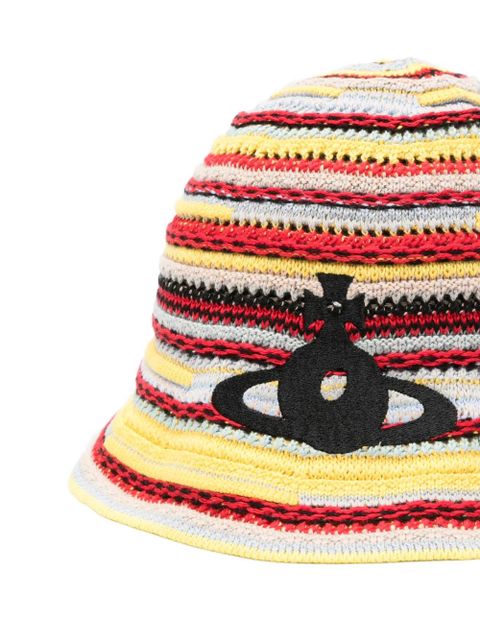 Vivienne Westwood striped logo-embroidery beanie hat - Yellow - zdjęcie produktu nr 2