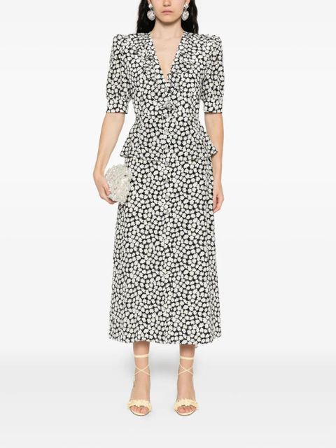 Alessandra Rich floral-print midi dress - Black