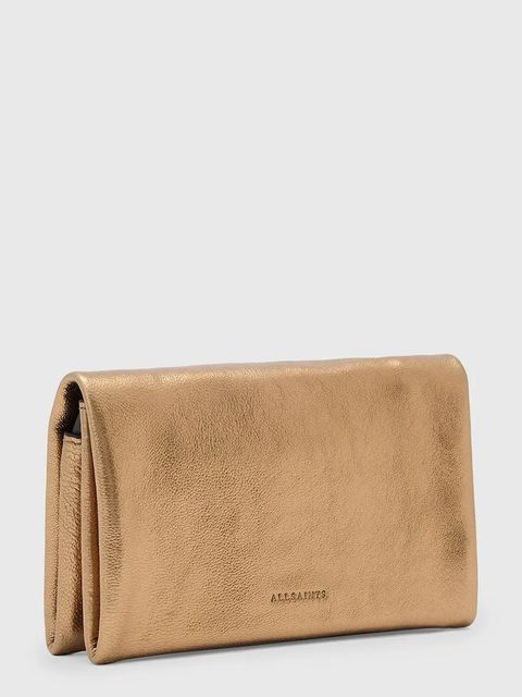 AllSaints portfel skórzany HARLUNA damski kolor złoty W205XD