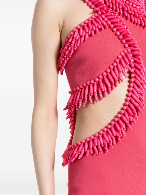 Cult Gaia bead-embellished cut-out dress - Pink