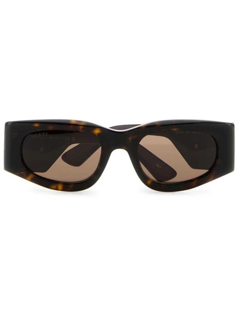 Gucci Eyewear tortoiseshell-effect rectangular-frame sunglasses - Brown - zdjęcie produktu nr 1