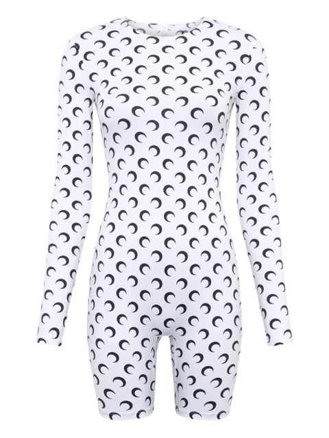 Marine Serre moon-print long-sleeve playsuit - White - zdjęcie produktu nr 1