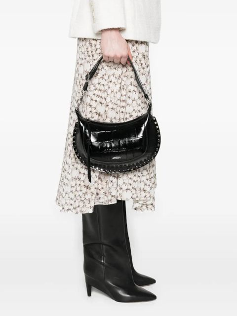 ISABEL MARANT crocodile-embossed studded shoulder bag - Black