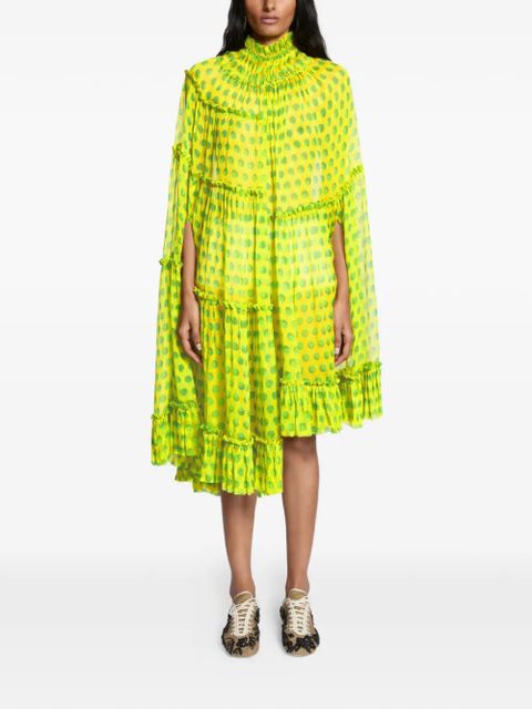 DRIES VAN NOTEN ruffled polka-dot cape dress - Yellow - zdjęcie produktu nr 2