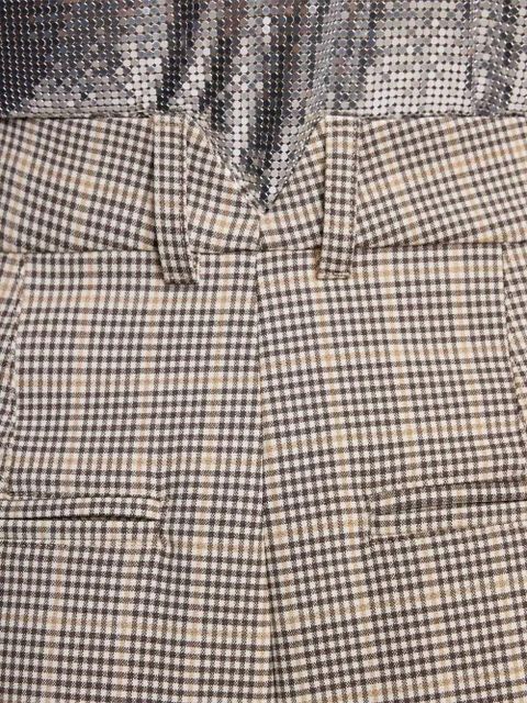 Rabanne checked pleated wide-leg trousers - Neutrals