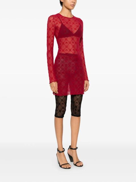 Marine Serre moonogram long-sleeve mini dress - Red