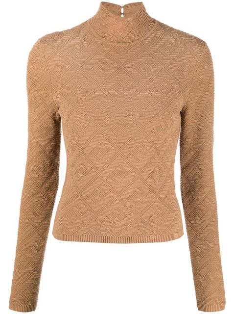 Fendi argyle knit mock neck top - Neutrals - zdjęcie produktu nr 1