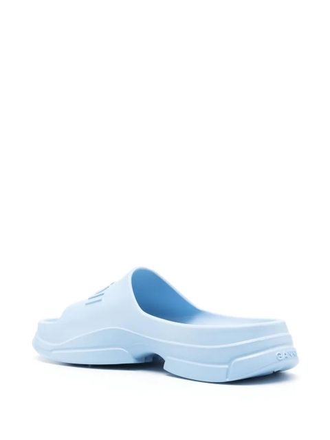 GANNI logo-embossed slides - Blue