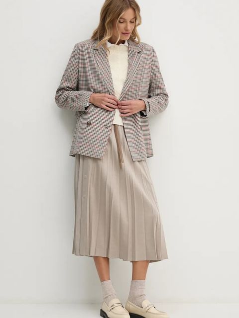 Pepe Jeans marynarka BAILEY kolor beżowy dwurzędowa wzorzysta PL402454