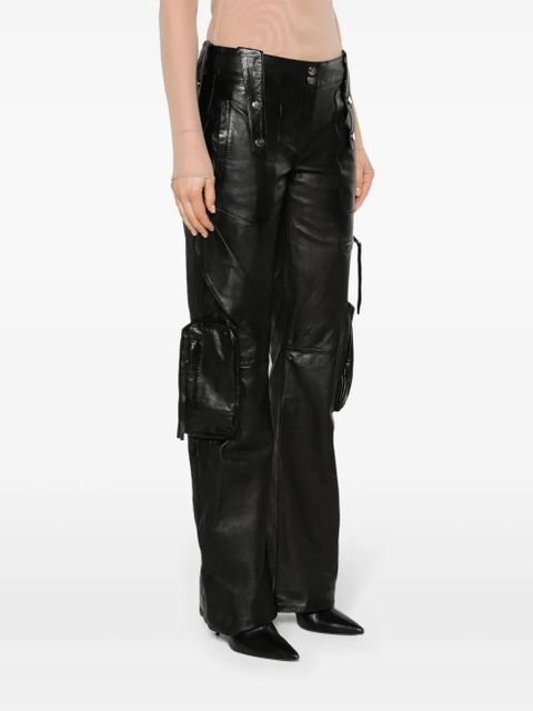 Blumarine straight-leg leather cargo trousers - Black