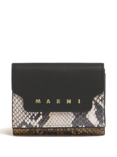 Marni leather python-print wallet - Brown - zdjęcie produktu nr 1