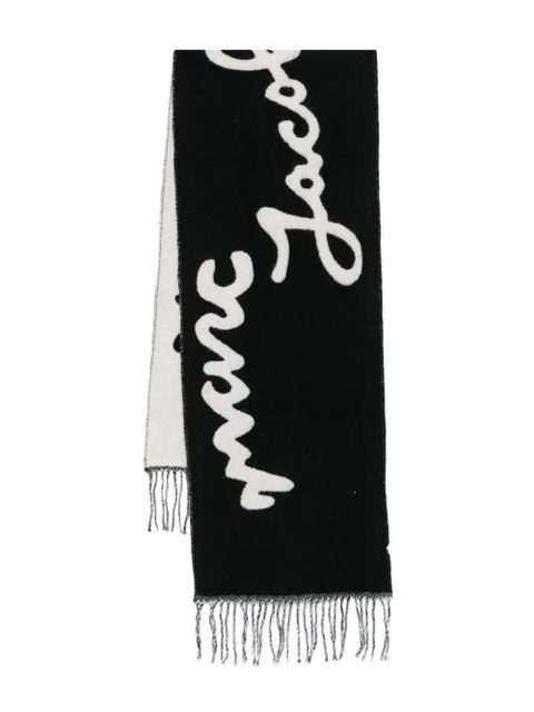 Marc Jacobs logo-jacquard fringed scarf - Black - zdjęcie produktu nr 1