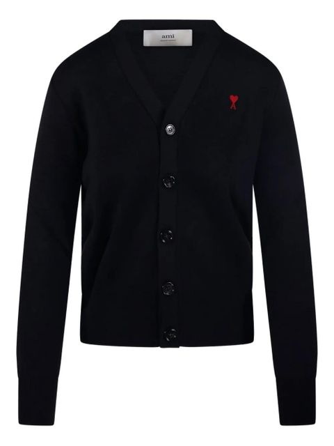 AMI Paris Ami De Coeur-logo embroidered cardigan - Black - zdjęcie produktu nr 1