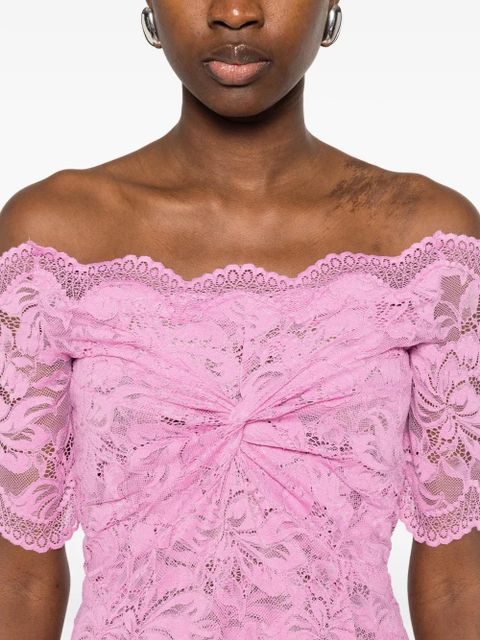 Rabanne off-shoulder lace midi dress - Pink