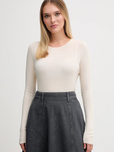 Mos Mosh sweter wełniany damskie kolor beżowy lekkie 168080 - zdjęcie produktu nr 1