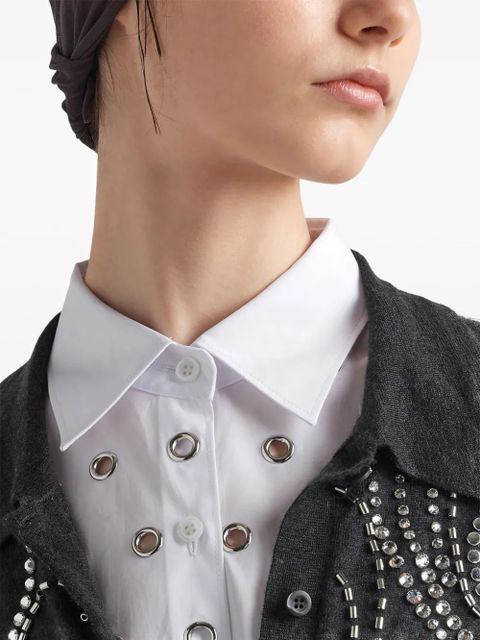 Prada eyelet-embellished cotton shirt - White