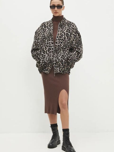 Answear.LAB kurtka damska kolor beżowy przejściowa oversize