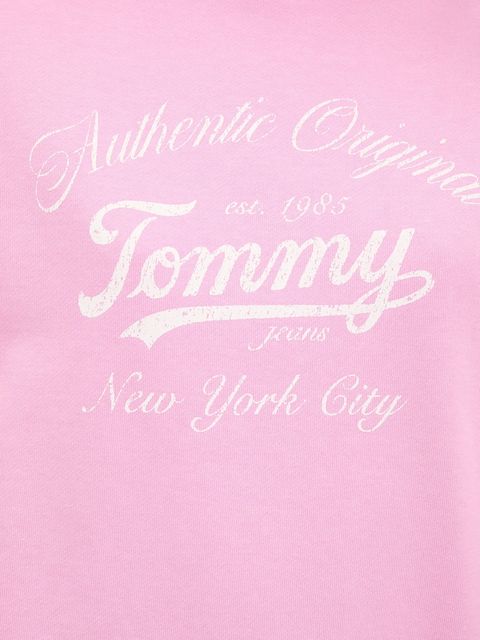 Tommy Jeans bluza bawełniana damska kolor różowy z nadrukiem DW0DW20942