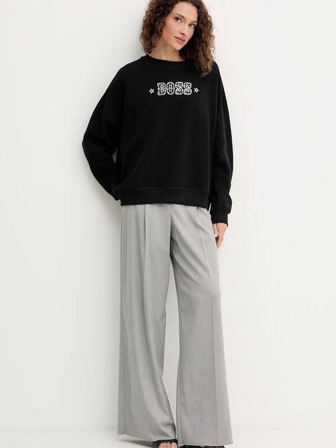 BOSS Orange bluza bawełniana damska kolor czarny z aplikacją 50546961 - zdjęcie produktu nr 2